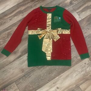 Allison/Brittney Ugly Christmas Sweater Gift Holiday Bow Women’s Size M